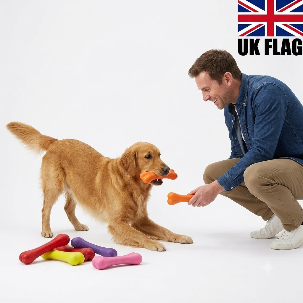 Dog Bone Solid Rubber Pet Toy, Classic Design