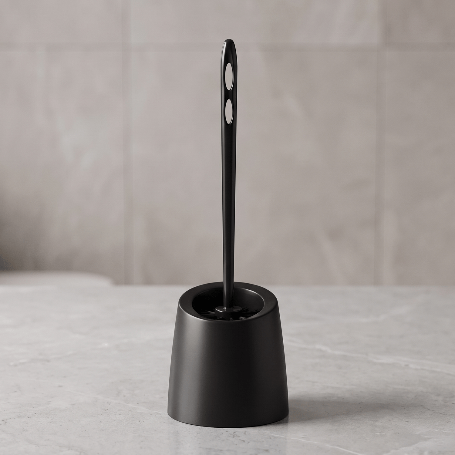 TEMU Balai WC de salle de bain, balai de nettoyage noir pour toilettes avec base, élimine facilement la saleté et les taches en quelques secondes,
