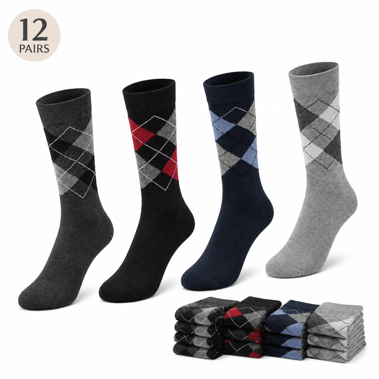 TEMU B.fortuna, 12 Pairs Of Men's Long-legged Socks, Made Of, Breathable, Soft And Elastic, Ideal For Spring And Summer.