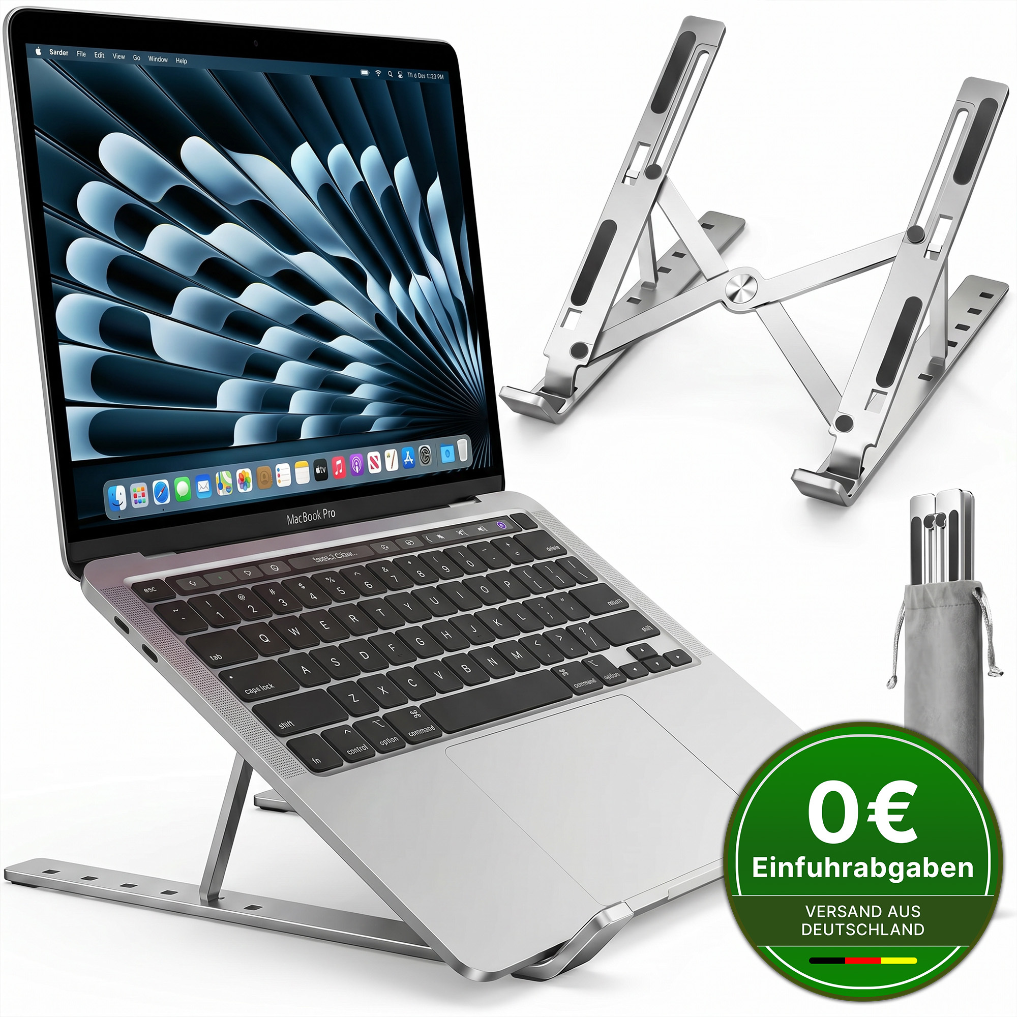 Laptop Stand Aluminium Foldable Height Adjustable For Air 13 15 16 Inch Laptop Stand Laptop Holder Desk Riser Notebook Stand Ergonomic Foldable Riser Metal Table Stand