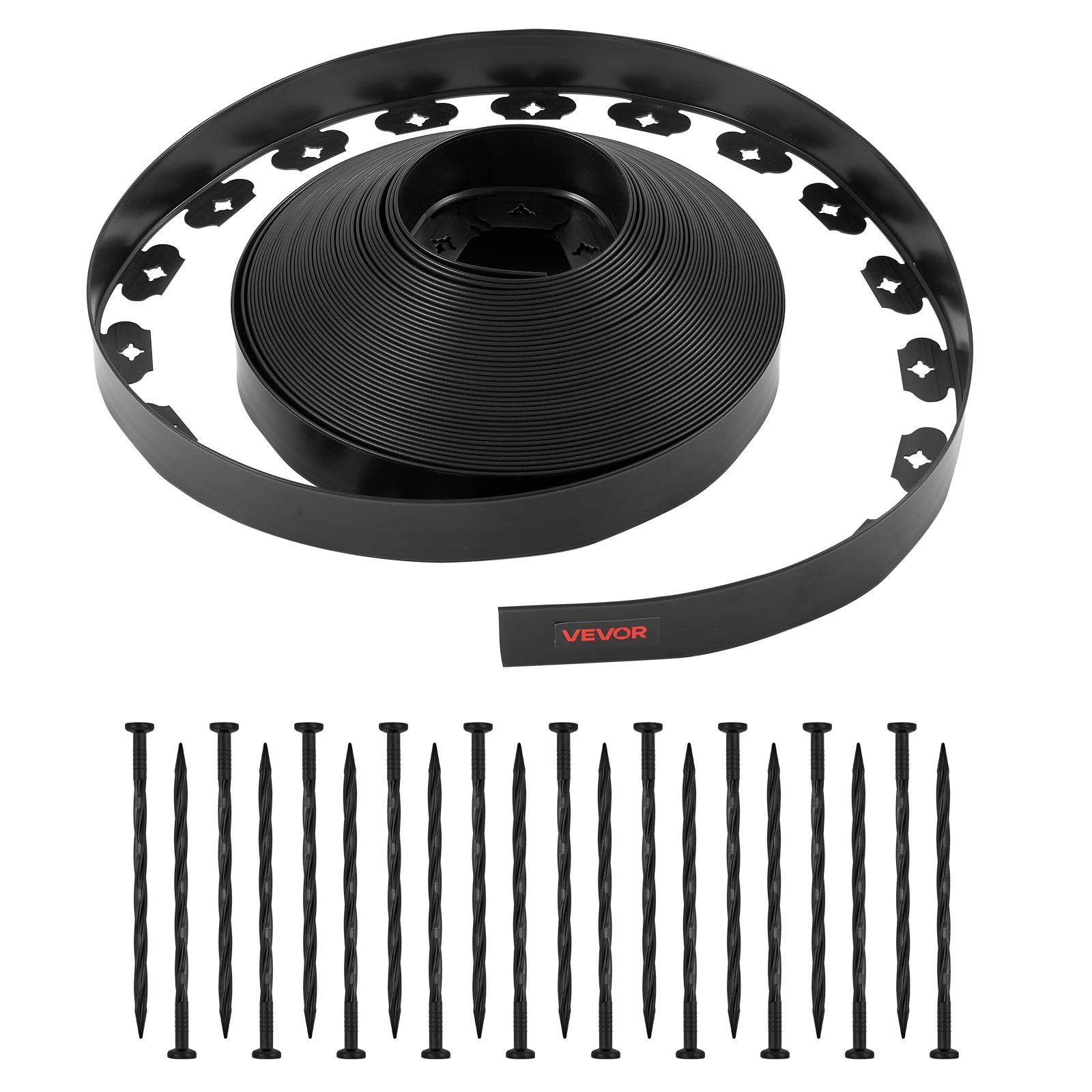 Image of Vevor Landscape Edging, 100 Ft X 1.5 In Plastic Garden Border Edging With 120 Spikes, No Dig, Flexible Lawn Edgings Roll, Mini Fence Borders Pathway Edgings For Flower Beds Yard Paver