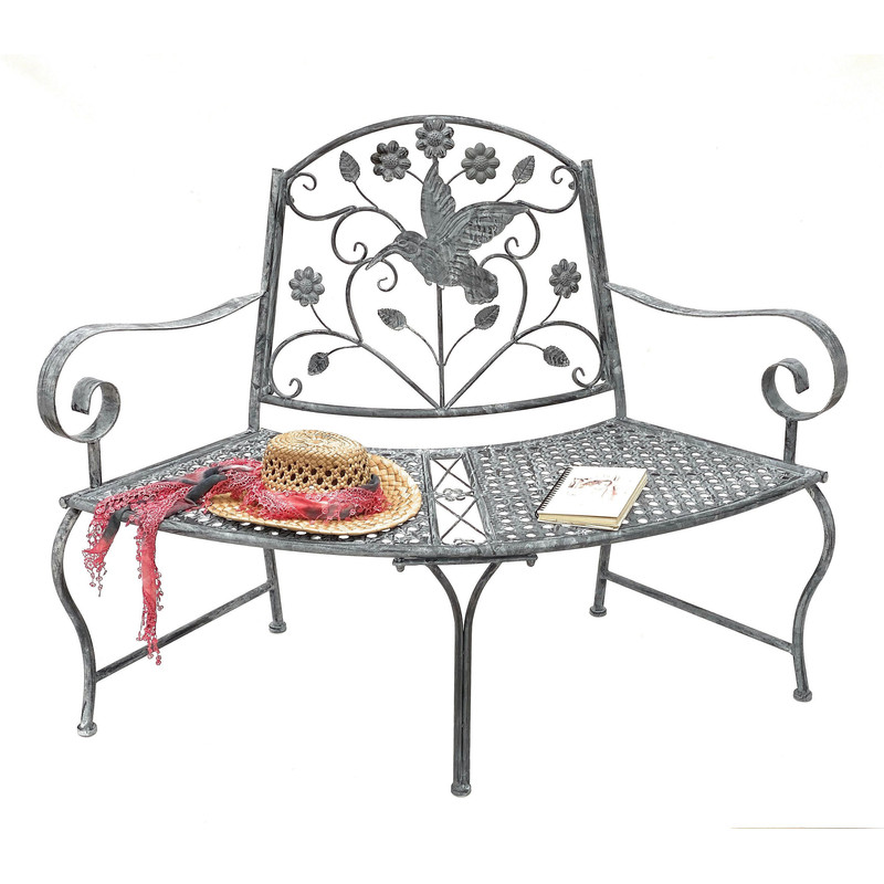 Image of Dandibo Semi-circular Metal Weatherproof Gray 130 Cm Tree Bench 96013 Garden Bench Park Bench Iron Bench, Rustic Weather-resistant Outdoor Seating