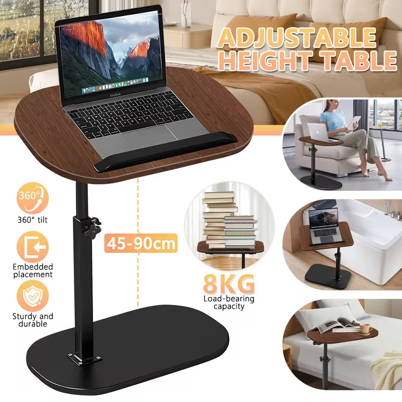 TEMU Multifunctional Height Adjustable Table, Adjustable Height Foldable Table With 360° Rotating Top - Multifunctional Space-saving Bedside Desk, &