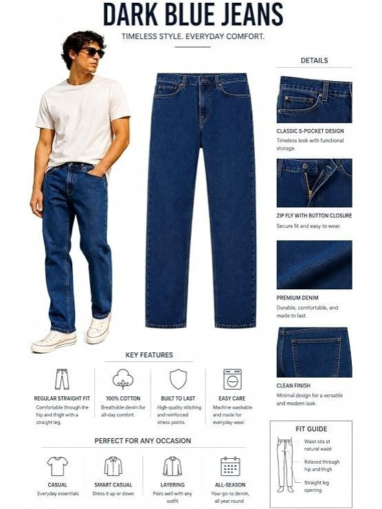 2pcs mens business casual jeans heavy duty suitable for     fit straight leg ideal for daily work commutes business   holiday outfits gifts suitable for all
