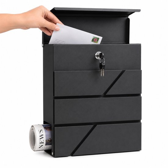 TEMU Valevo® Letterbox Hanging - Outdoor Wall Letterbox - Mailbox With Lock And Newspaper Compartment - Outdoor Letterbox On The Wall - Waterproof