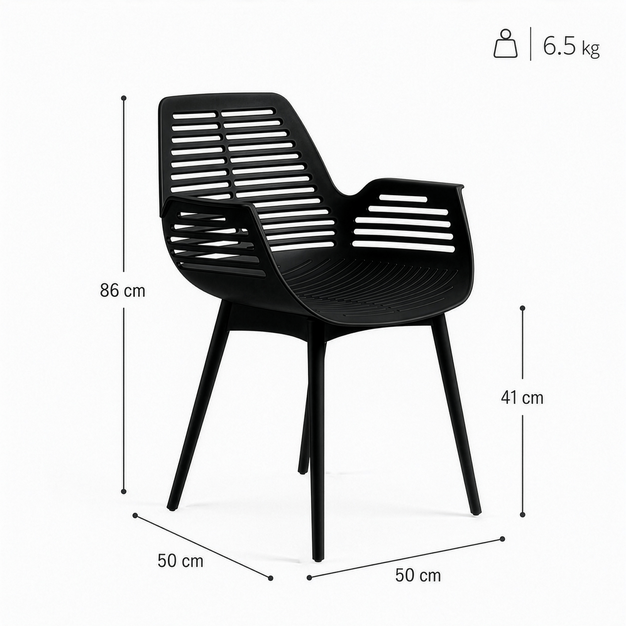 Image of Polypropylene Garden Chair – Weatherproof, Uv-resistant & Supports Up To 150 Kg – With Armrests
