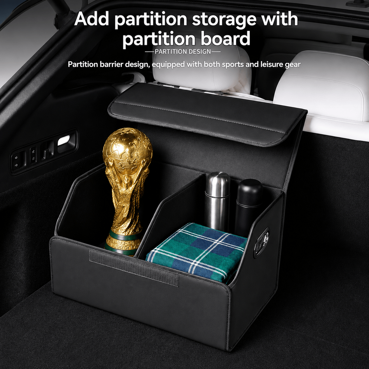 TEMU Organizadora Plegable para Maletero de Coche – de Almacenamiento con y Asa, Multiusos para Hogar y Auto.Organizador de Maletero Plegable de PU