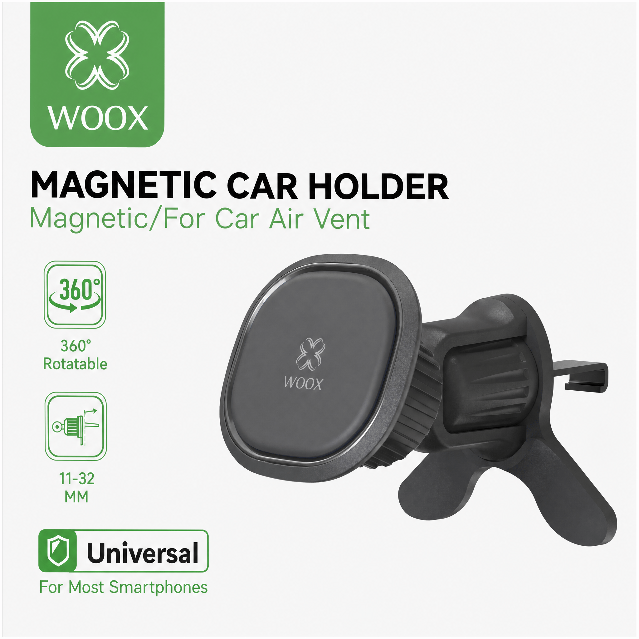 TEMU Soporte magnético para coche WOOX (imanes potentes, soporte para rejilla de ventilación con rotación de 360°, de vacío, brazo telescópico),