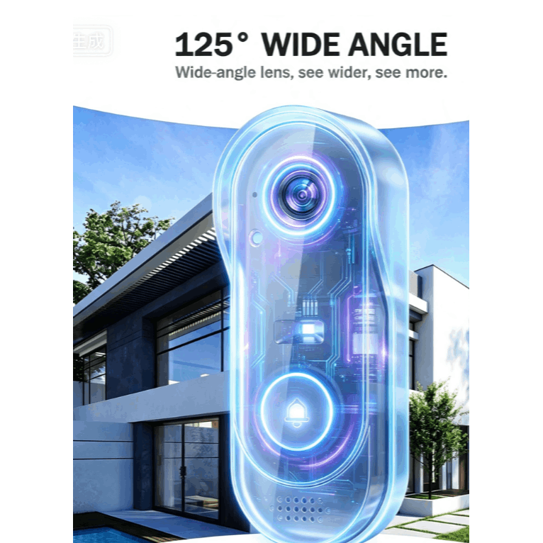 TEMU 1080p Smart Wireless Doorbell Camera With Chime 3000mah Battery | Wireless Hd Camera, 2-way Audio, Night Vision, Cloud Storage, System. Gift For