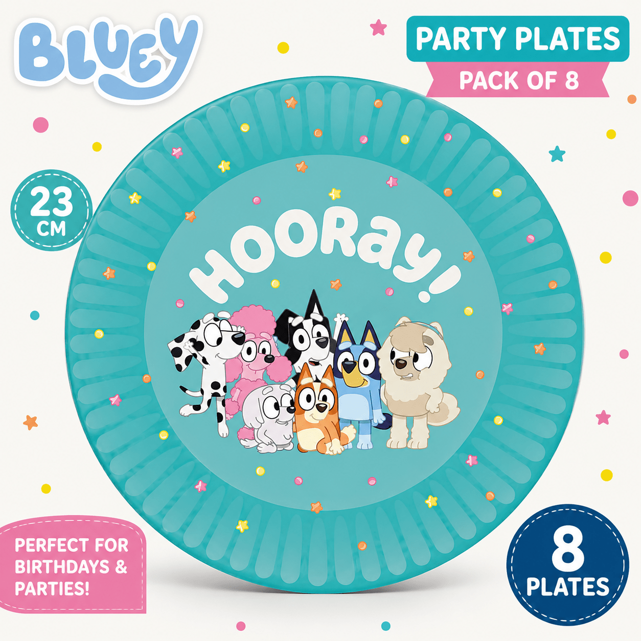 TEMU Party Plates 23cm Pack Of 8 – Official Disposable Paper Plates For Birthday Party Decorations, Kids Party Supplies, Cake & Food Plates
