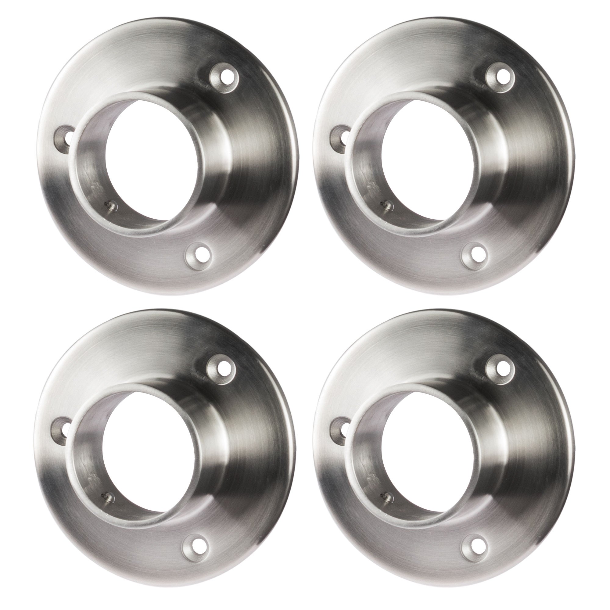 Image of 4pcs Stainless Steel Flanges For 42.4 Mm Pipes - V2a Fitting For Stair Railing Balcony Brushed
