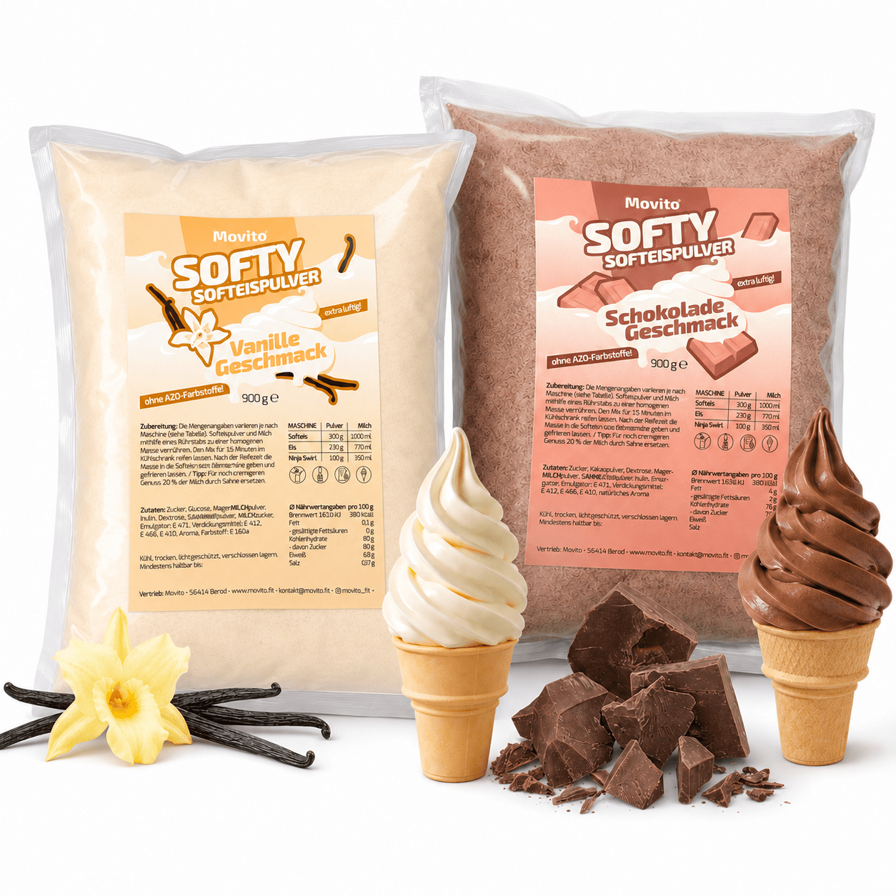 Image of Soft Ice Cream Vanilla & Chocolate 2pcs Party Set - 2 X 900 G For Up To 8 Liters