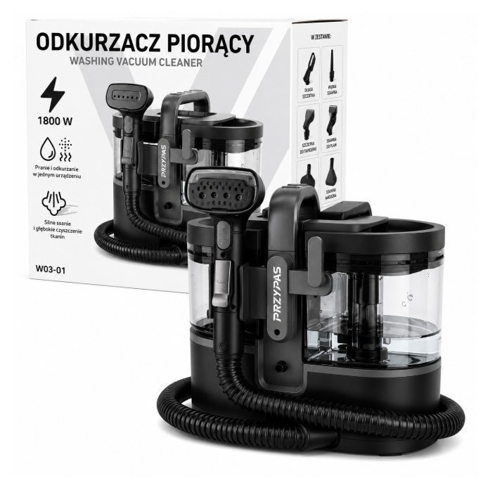 Image of Vacuum Cleaner Washing Upholstery Carpets Sofas Chairs Mattresses Extraction Hot Water Steamer - Hot Water Function