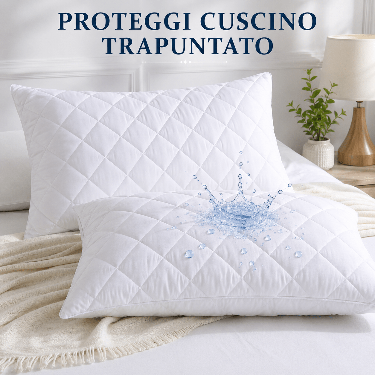 TEMU Set Of 2/4 High-quality Diamond-patterned Three-layer Quilted Pillowcases, Waterproof, Breathable, Polyester-filled With Zipper, Hotel Quality,
