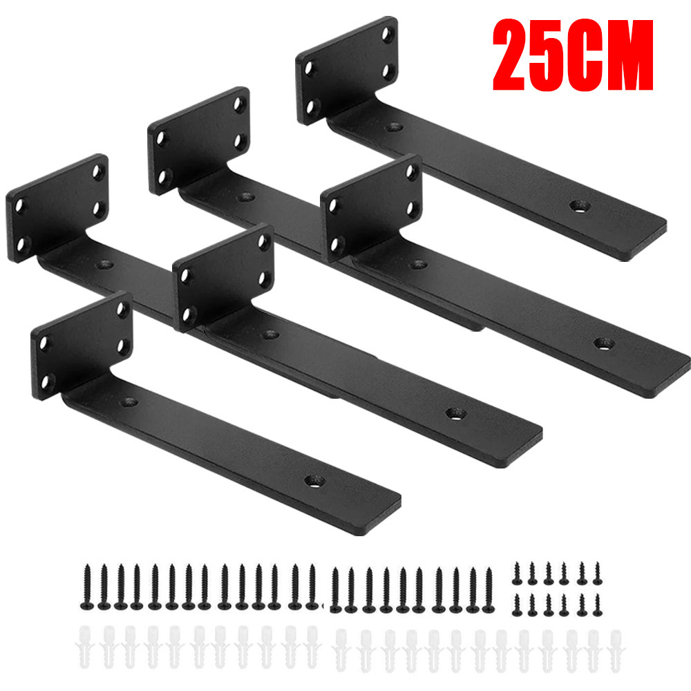 TEMU 6pcs Heavy Duty Floating Shelf Brackets, 20/25cm Length, Metal Brackets For Support Wall Hanging, Bookshelf, Diy