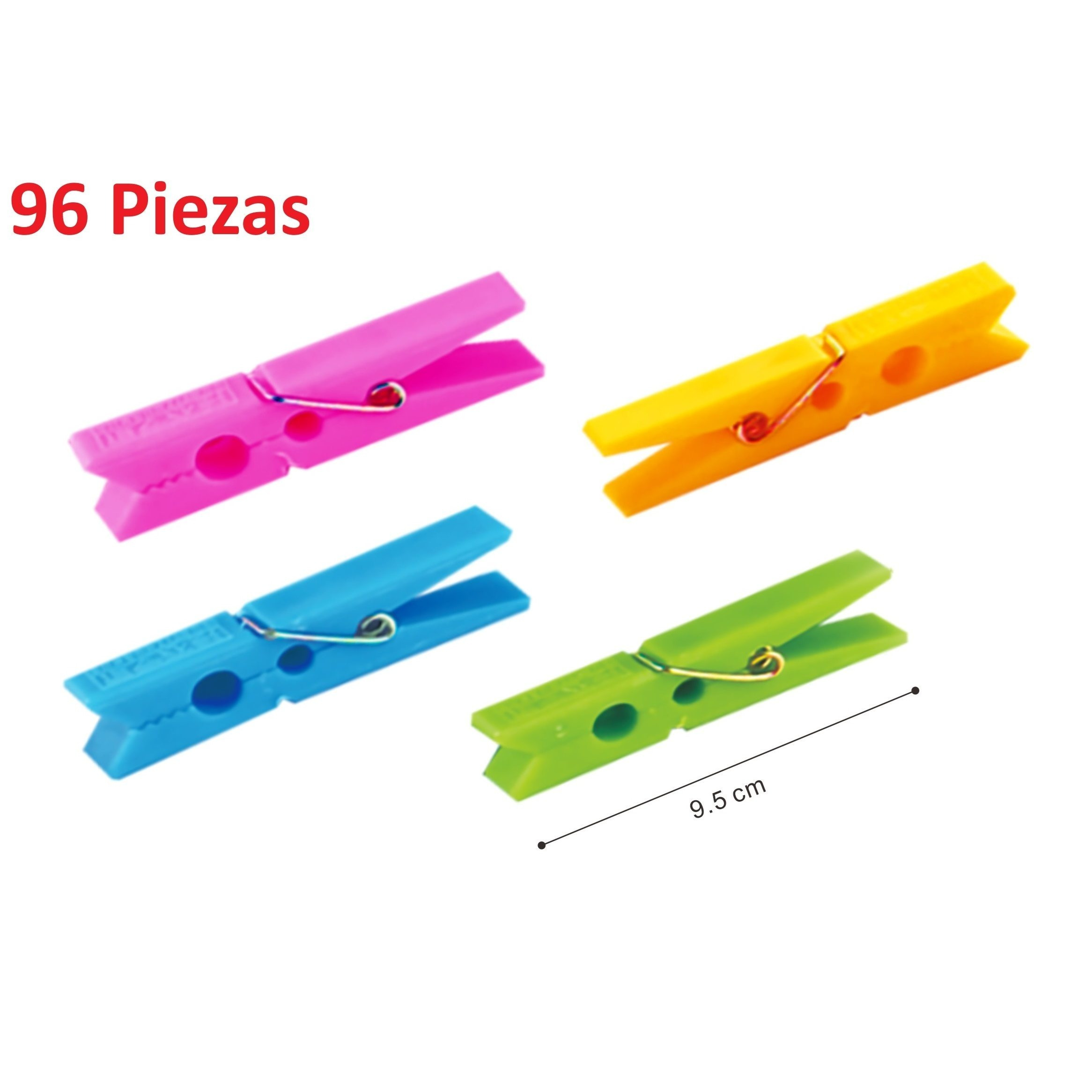 96 High-quality Plastic Clips Kd, 96pcs Set, Multicolor - Resistant Outdoor Clothes Clips, And Leave No Marks, 2 Sizes 8.2cm And 9.5cm Large