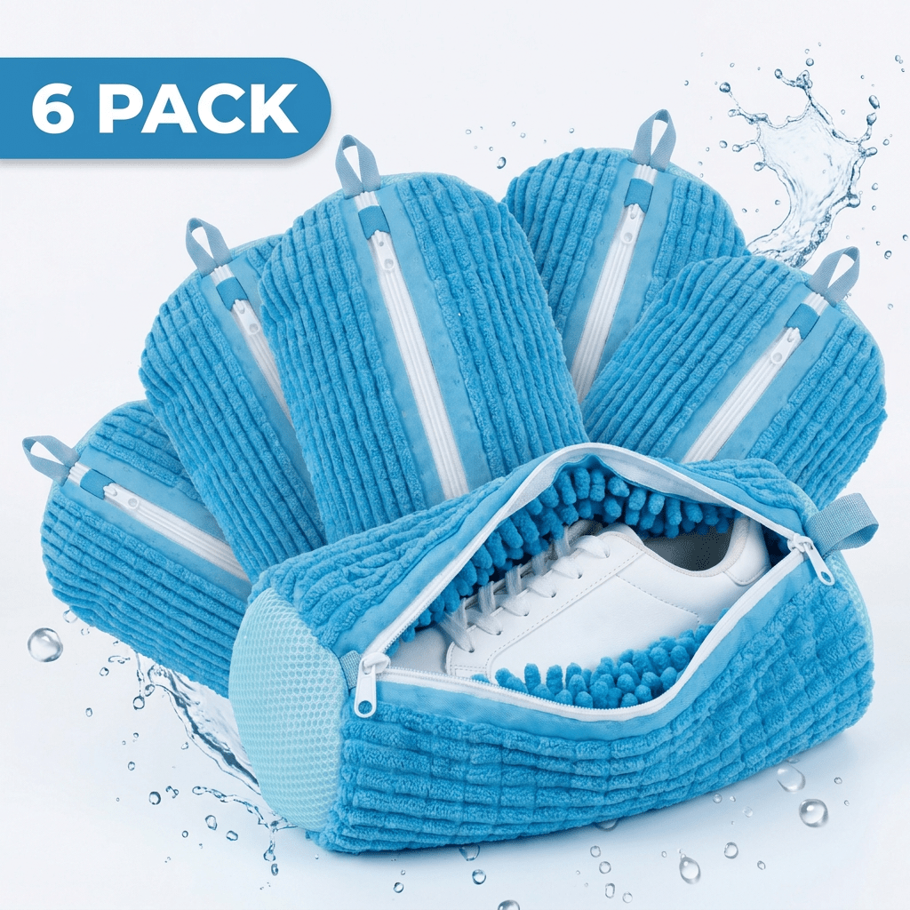 TEMU Lot de 4/6/8/10 Sacs de Machine à Laver pour Chaussures Nettoyage 360° pour Lave-linge et Sèche-linge, Sacs de Nettoyage Réutilisables en Fibre