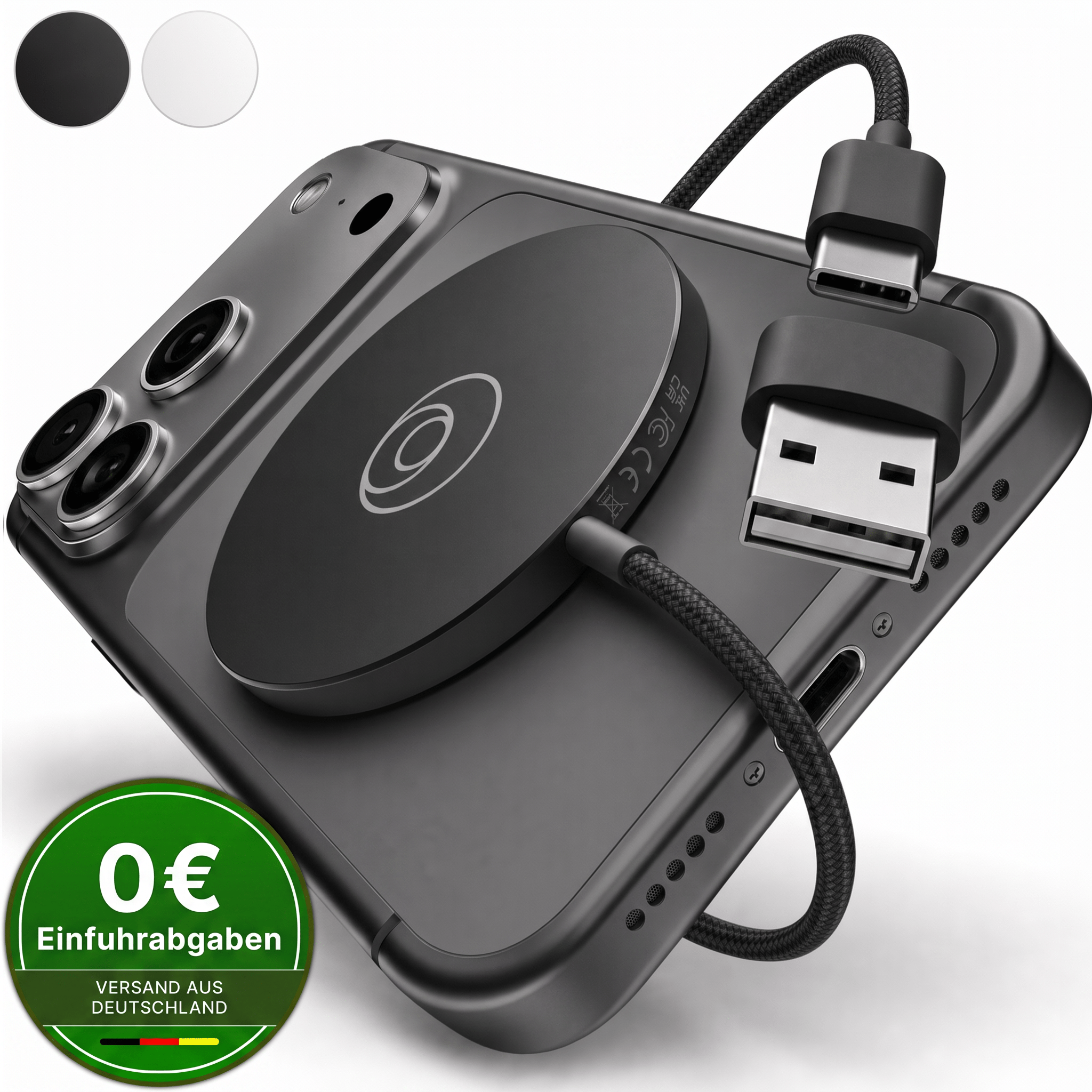 Image of 25w Magnetic Charger For Iphone 18 17 16 15 14 13 12 Pro Max Plus & Airpods, Premium Inductive Fast Wireless Charger, 5x Powergrip Magnetic Pad, Braided Nylon Cable