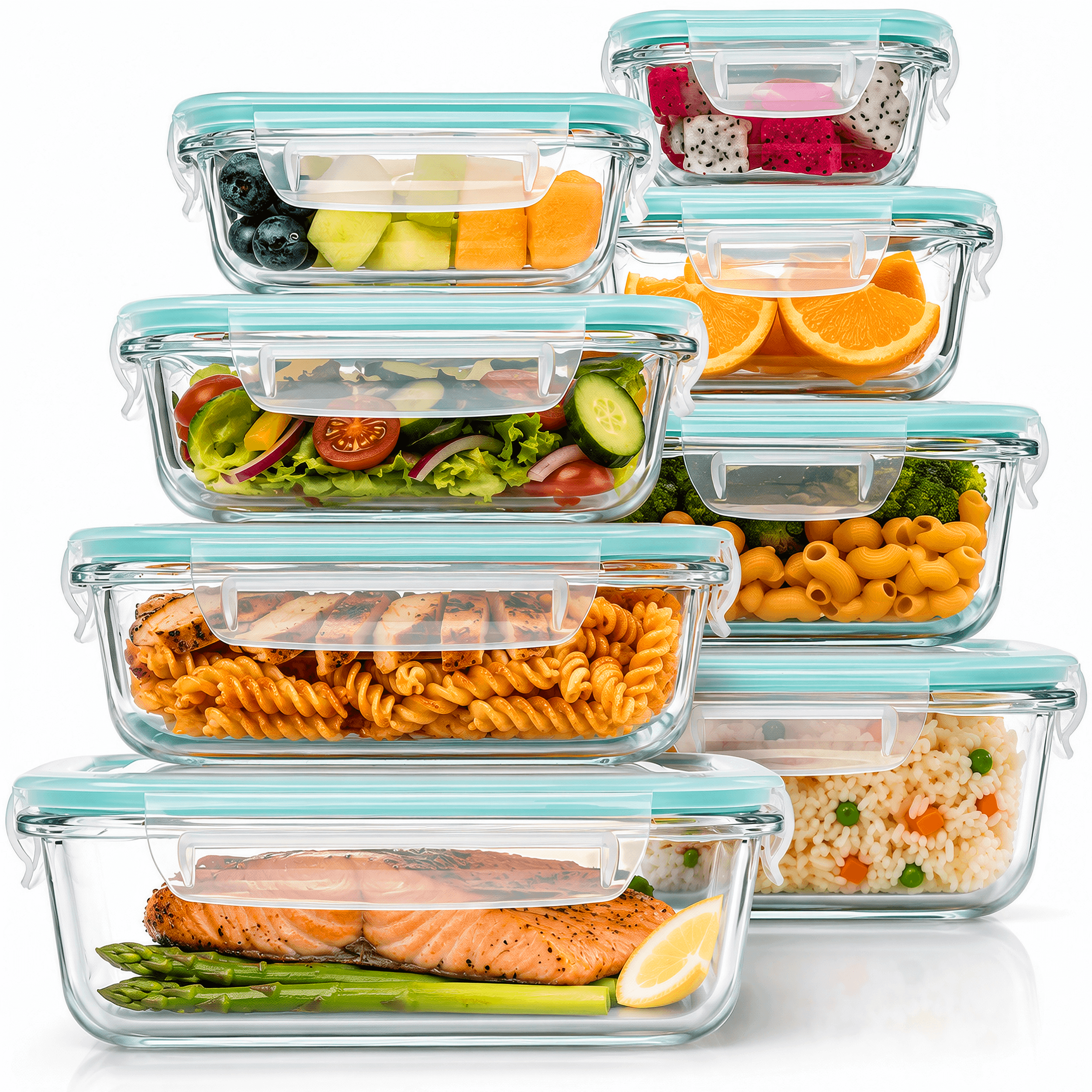 zdjęcie przedmiotu 8x szklane pojemniki na żywność zestaw 8 sztuk lunchboxy do lodówki mikrofali i piekarnika szkło borokrzemowe hermetyczne pokrywki szczelne zamknięcie do przechowywania posiłków obiadów i przekąsek wielokrotnego użytku odporne na wysokie i niskie temperatury idealne do meal prep kuchni i zamrażarki łatwe w czyszczeniu nowoczesny design praktyczny zestaw do codziennego użytku