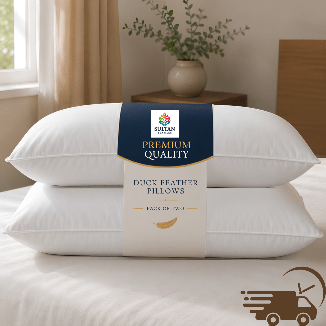 TEMU Textile - Pack Of Feather Pillows, Hotel Quality Bed Pillows, Soft & Supportive Sleeping Pillows