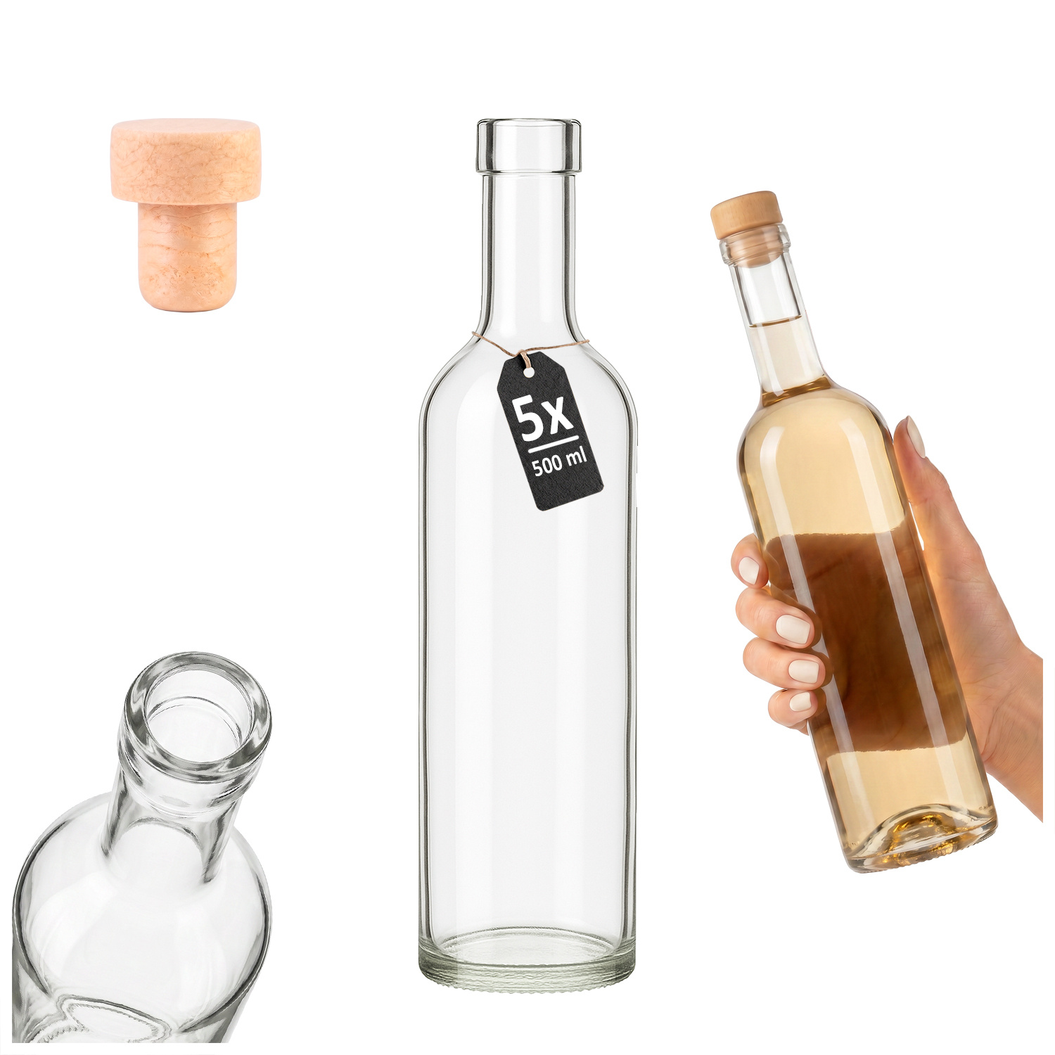 Image of 1/5/50pcs. Futura 500 Ml Glass Bottles For , Juice, Wine, Alcohol, Vodka