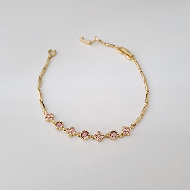 Elegant Colorful Golden-plated Zirconia Bracelet, Combinable 18+5cm