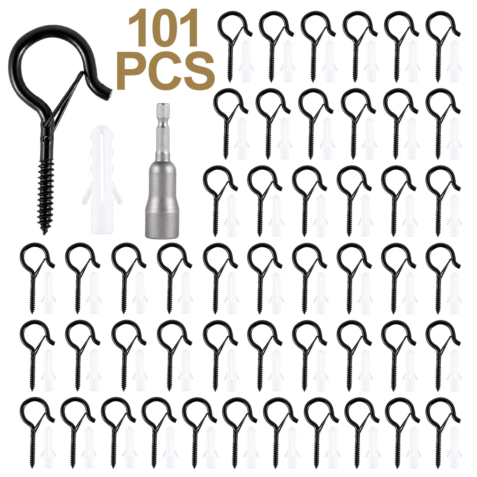 TEMU 101pcs Outdoor Anti Rust And Anti Slip Q-type Hooks Set With Safety Locks, Easy To Release Ceiling Specific Plant Q-type Hooks, Used For Outdoor