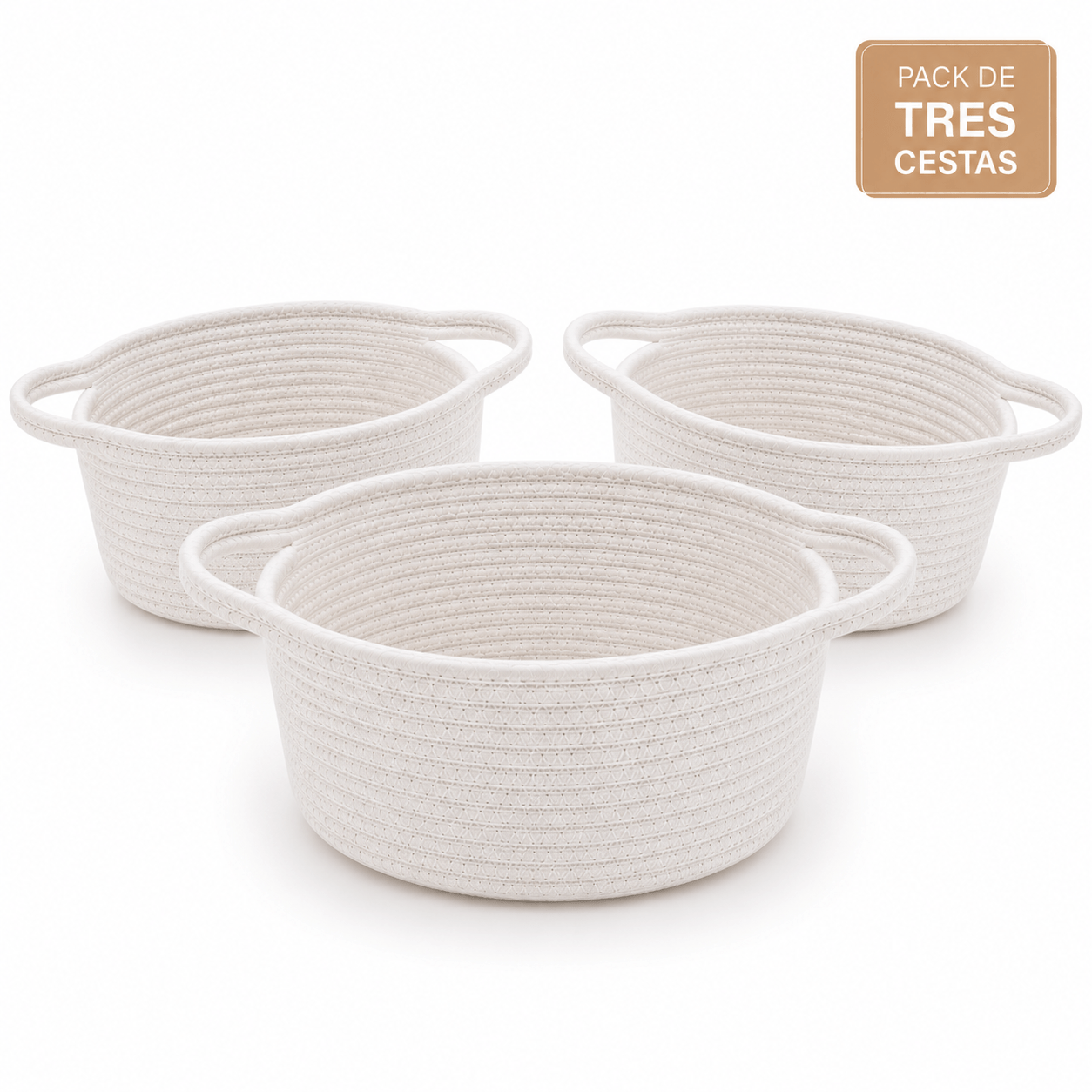 TEMU Cesta Organizadora de Algodón Trenzado | Pack de 1, 2 o 3 Cestas | Organizador para Pañales, Muselinas, Juguetes, Ropa y Habitación Infantil