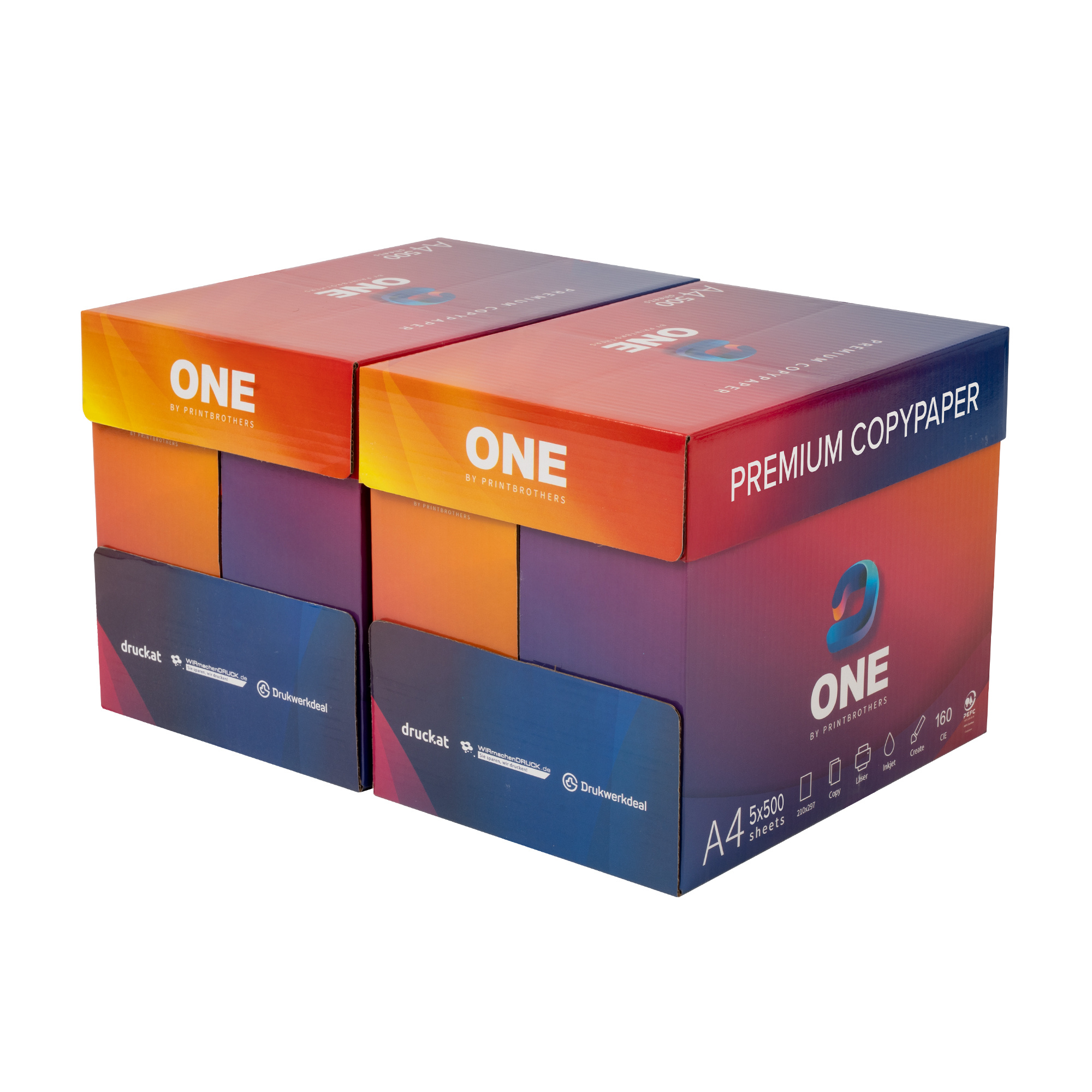 1 Printer Paper & Copy Paper Din A4 White - 5,000 Sheets - For Laser & Inkjet Printers, Office Home Office - By Printbrothers (2 Boxes | 5,000 Sheets)