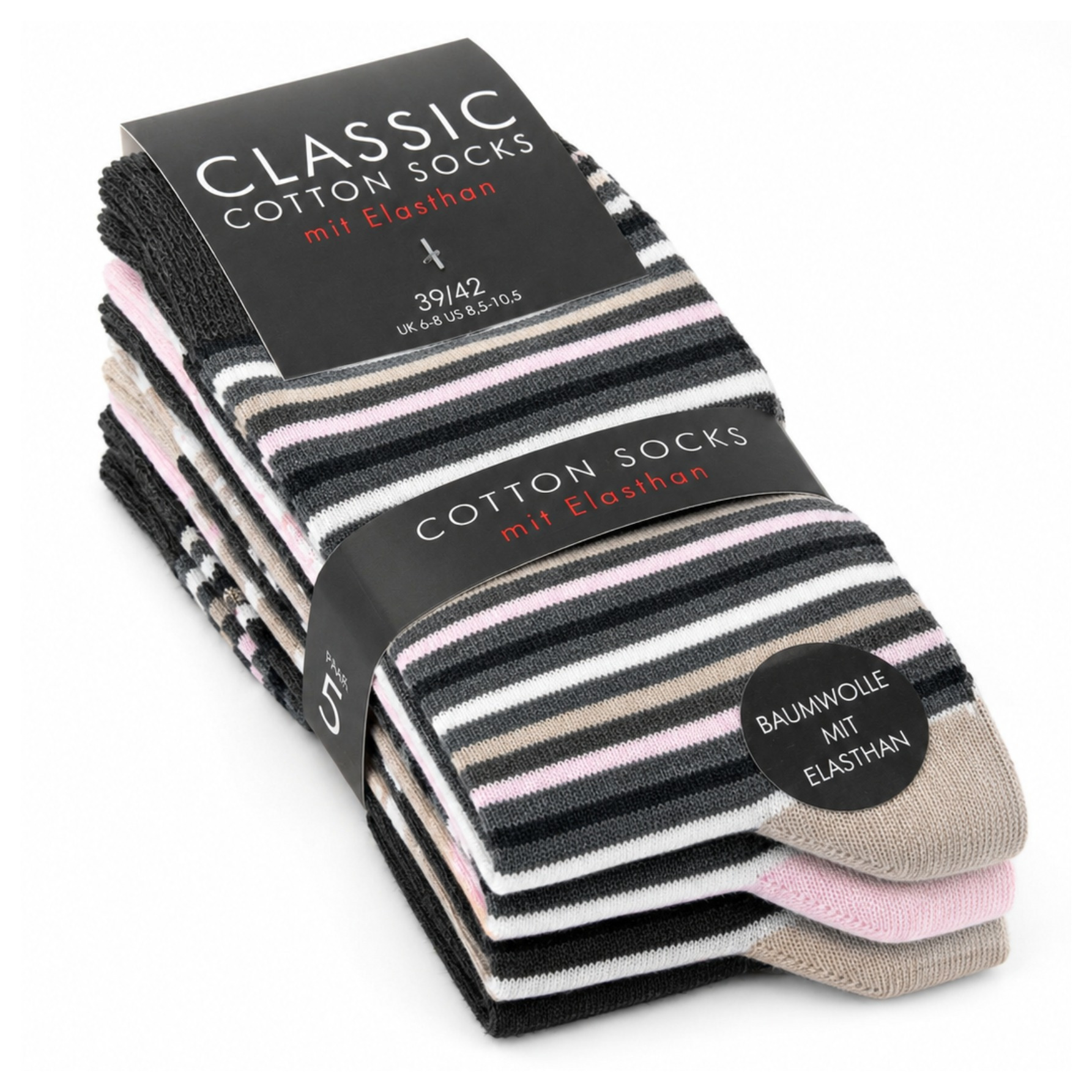 Image of 5-pack Women's Socks – Assorted Designs & Colors, Content, Sizes 35-38 & 39-42