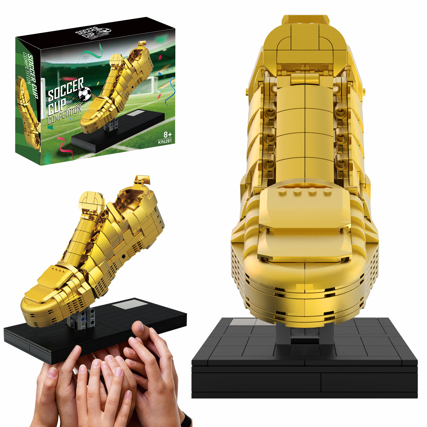 Image of Trophy Building Set – Football Trophy Model With Pedestal, Stem Construction Kit, Desk Decoration & Item For Fans From 8 10 12 14 Years Old