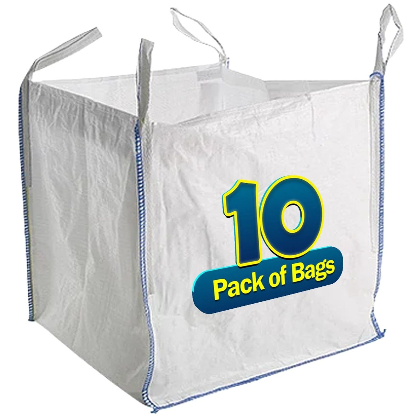 TEMU Pack Of 10 Heavy-duty 1-tonne Bulk Bags – Woven Sacks With Corner Loops For , Construction Waste, Aggregates & Diy
