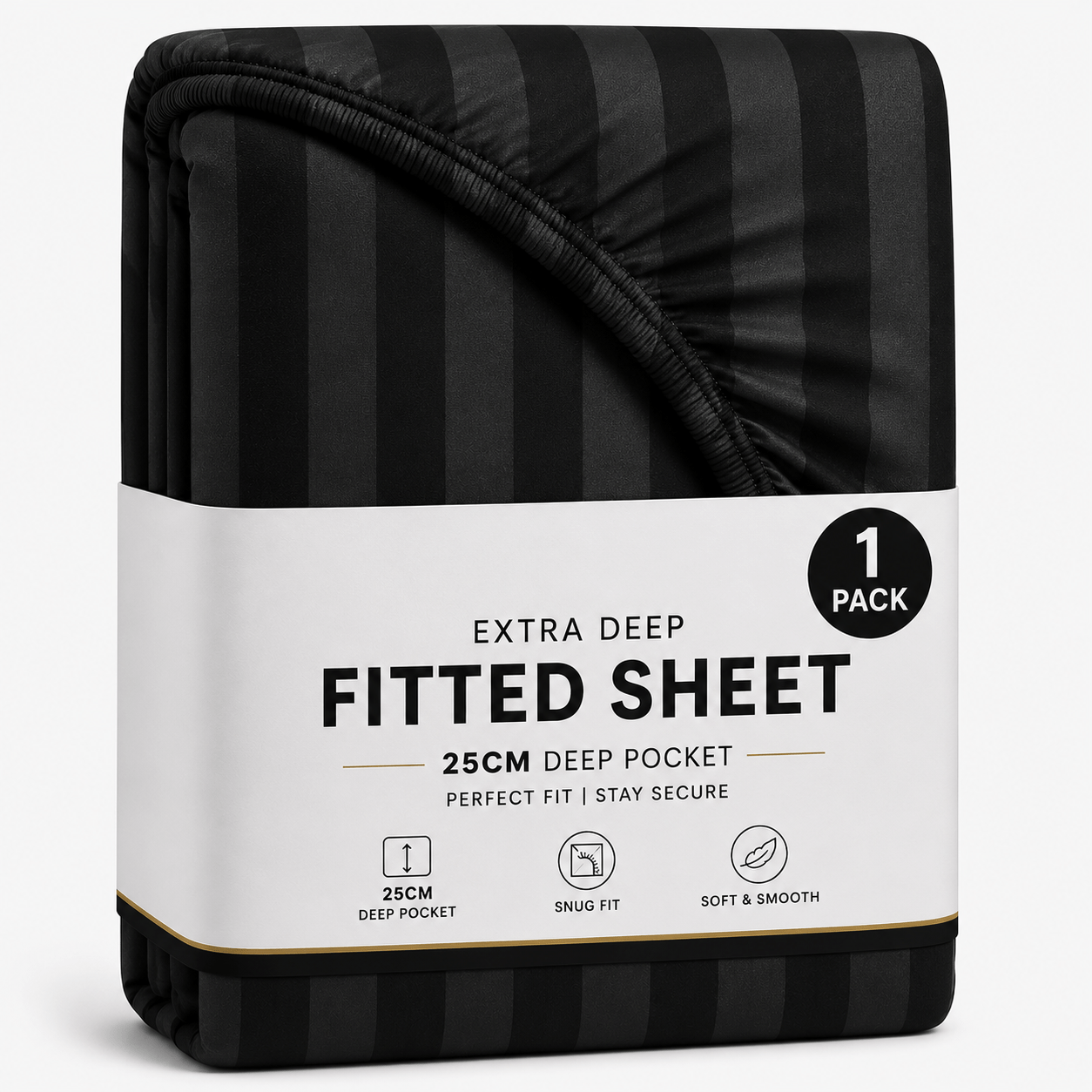 TEMU Stripe Fitted Bed Sheet Elasticated Mattress Cover Deep Pocket Machine Washable Bedding For Single Double King Super King Uk Bed Sizes