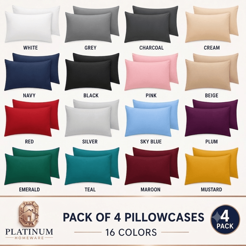 TEMU 4 Pack Pillowcases 50 X 70 Cm - Ultra Soft Smooth & Durable Pillow Covers, Machine Washable Standard Size Bedding Pillow Cases For Bedroom, ,
