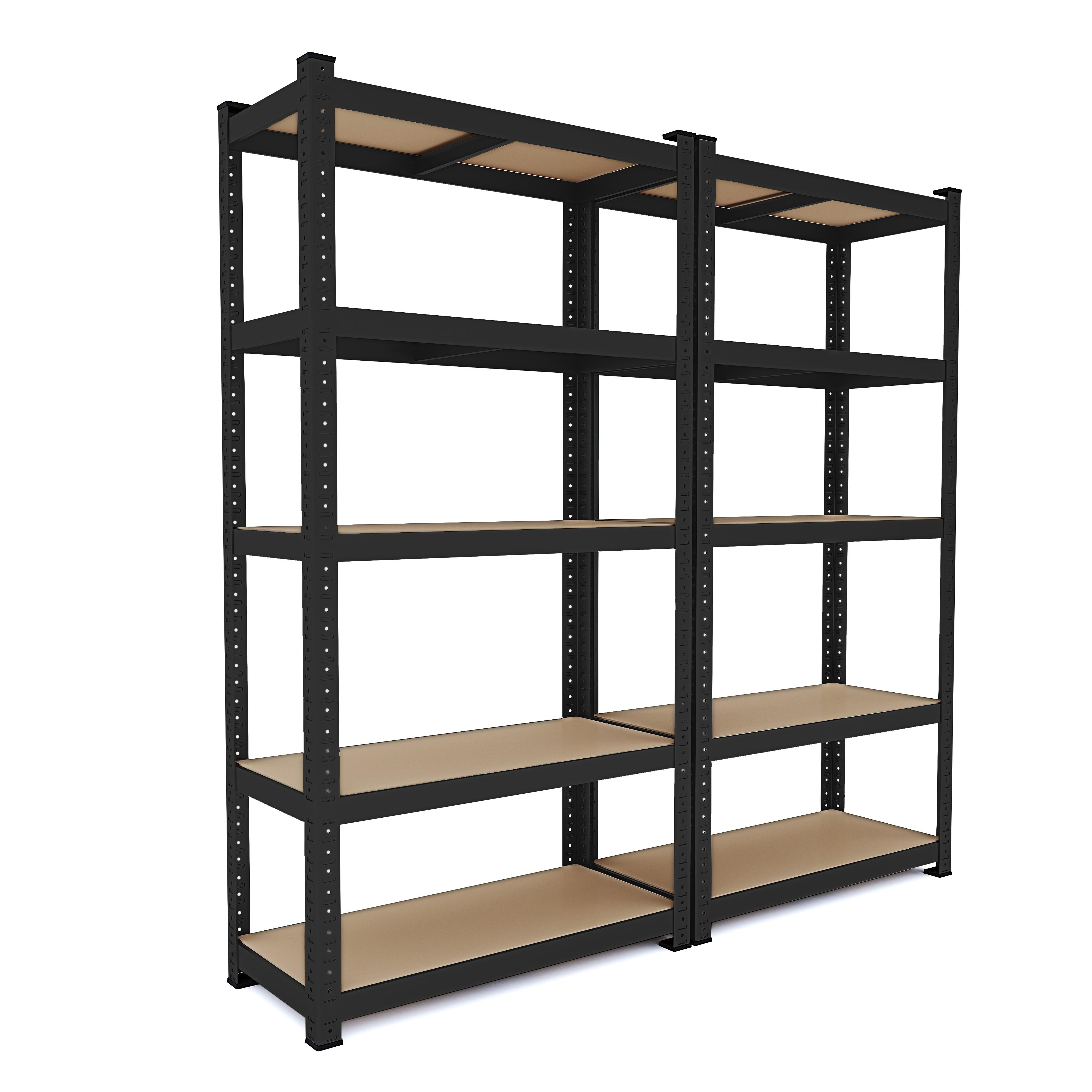 TEMU Set 2 Scaffalature 180 x 90 x 40 cm, 5 Ripiani MDF Regolabili, Struttura in Ferro Senza Bulloni, Portata 875 kg, , Racine