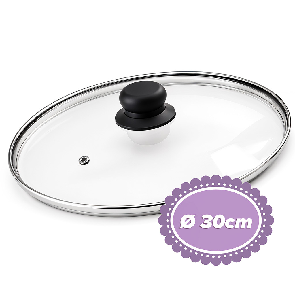 Glazen Deksel voor Pot, Pan, Koekenpan, Diverse Diameter van 20 tot 30 cm, Universele Hittebestendige Deksel met Stoomventiel en Handvat, Keuken Koken