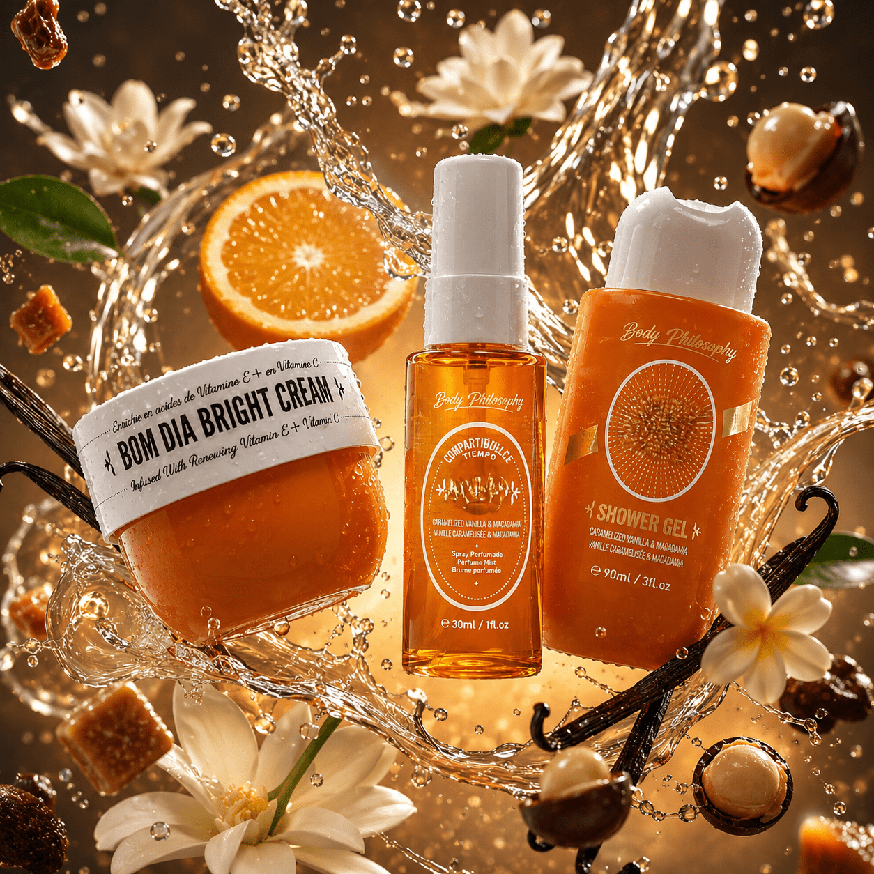Jet Set Orange Body Care Set 3pcs – Perfumed Mist 30ml + Body Cream 50ml + Shower Gel 90ml
