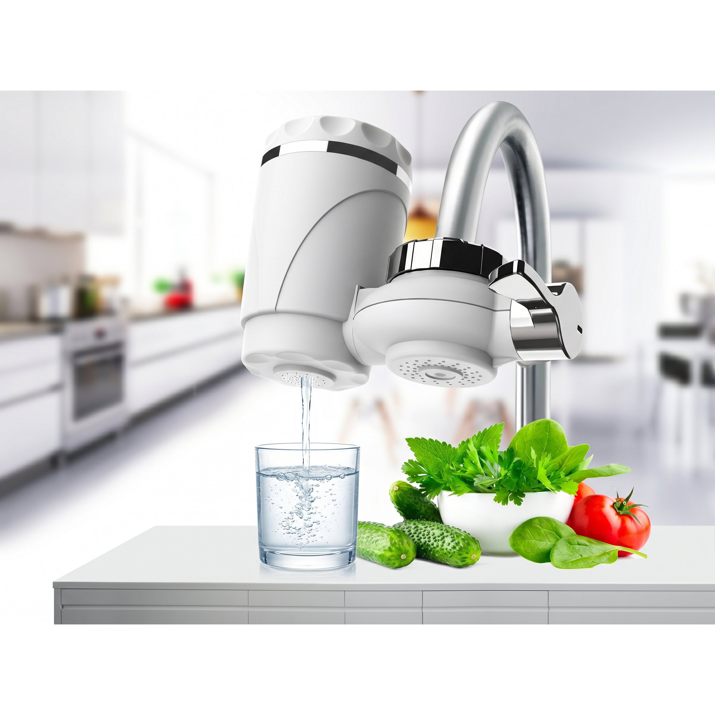 TEMU Filtro Rubinetto Universale a 7 | Depuratore Acqua con 2 Modalit� di Erogazione | Acqua Filtrata per Bere e Cucinare | Installazione Rapida