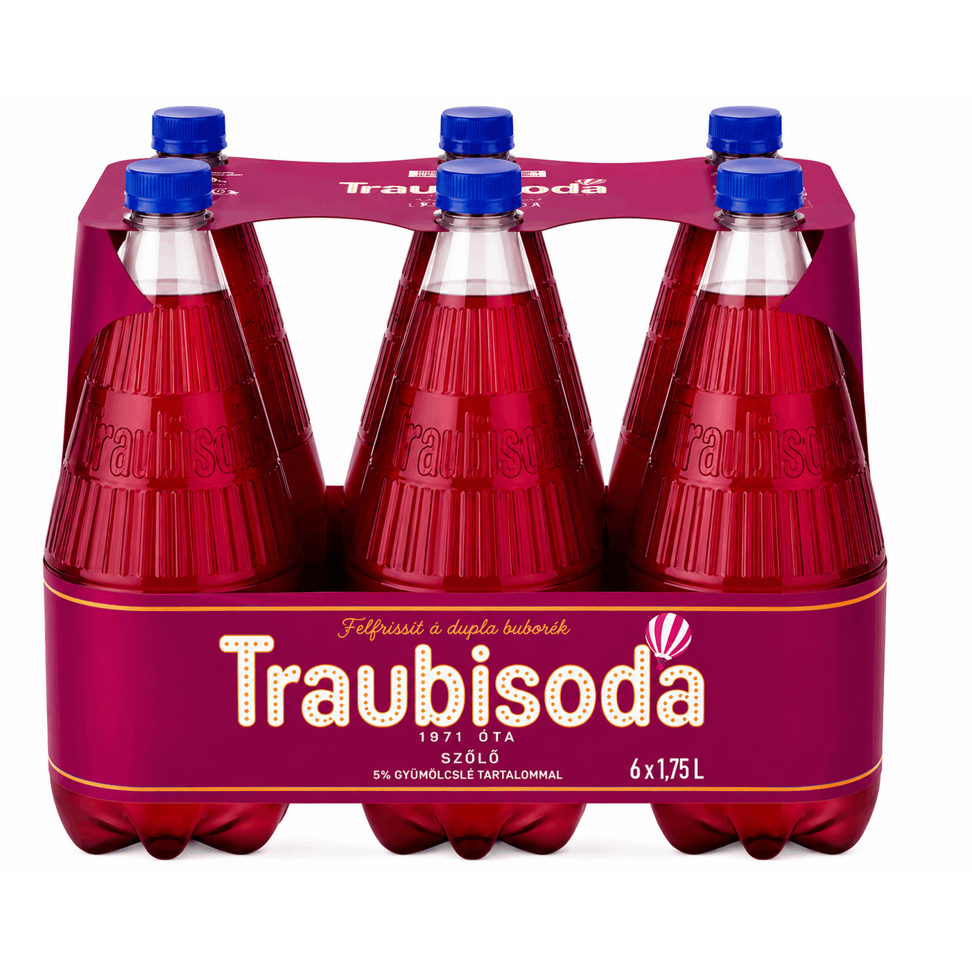 Grape Soda 1.75 Liter Bottle Red | Hungarian 6-pack