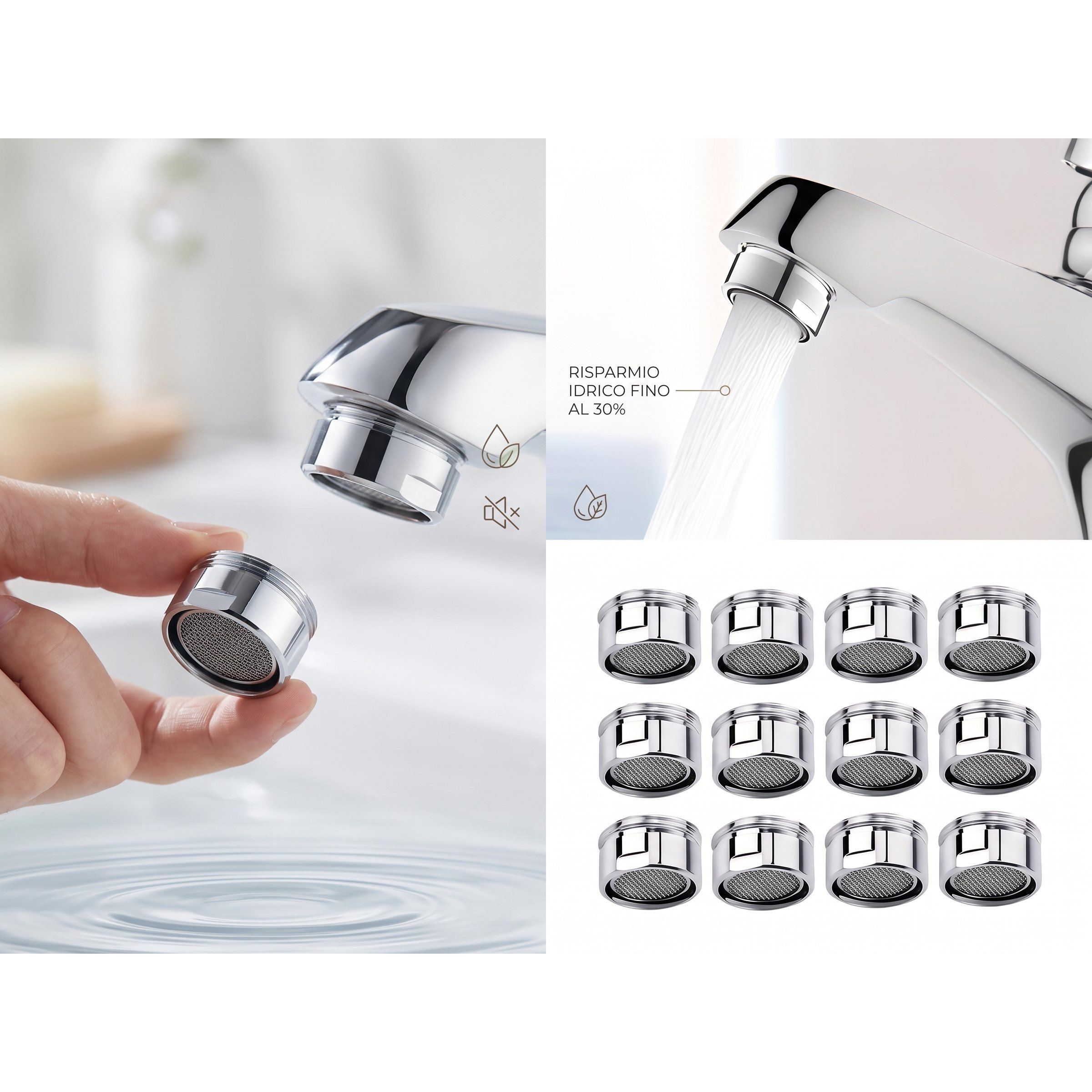 TEMU Set Of 12/24 M24 Faucet Filters For Standard Taps | Filters With Included Gaskets | Water Flow Reduction, Uniform Spray, And Quick Installation