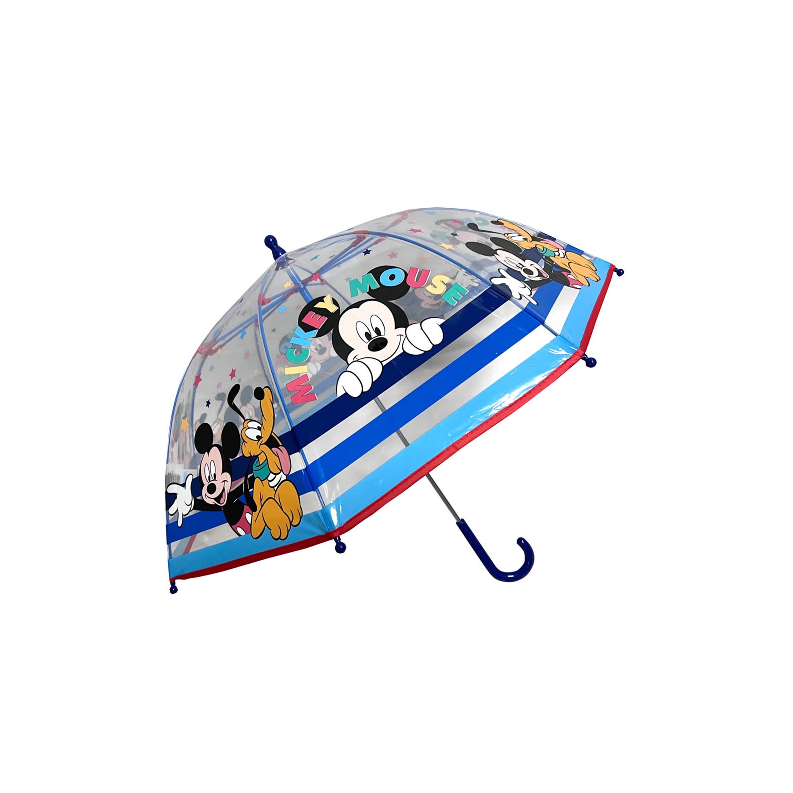 Image of Mouse Children's Transparent Blue | Children's Umbrella 64 Cm Height 72 Cm Diameter | Umbrella From 3 Years With Plastic Handle And Metal Frame