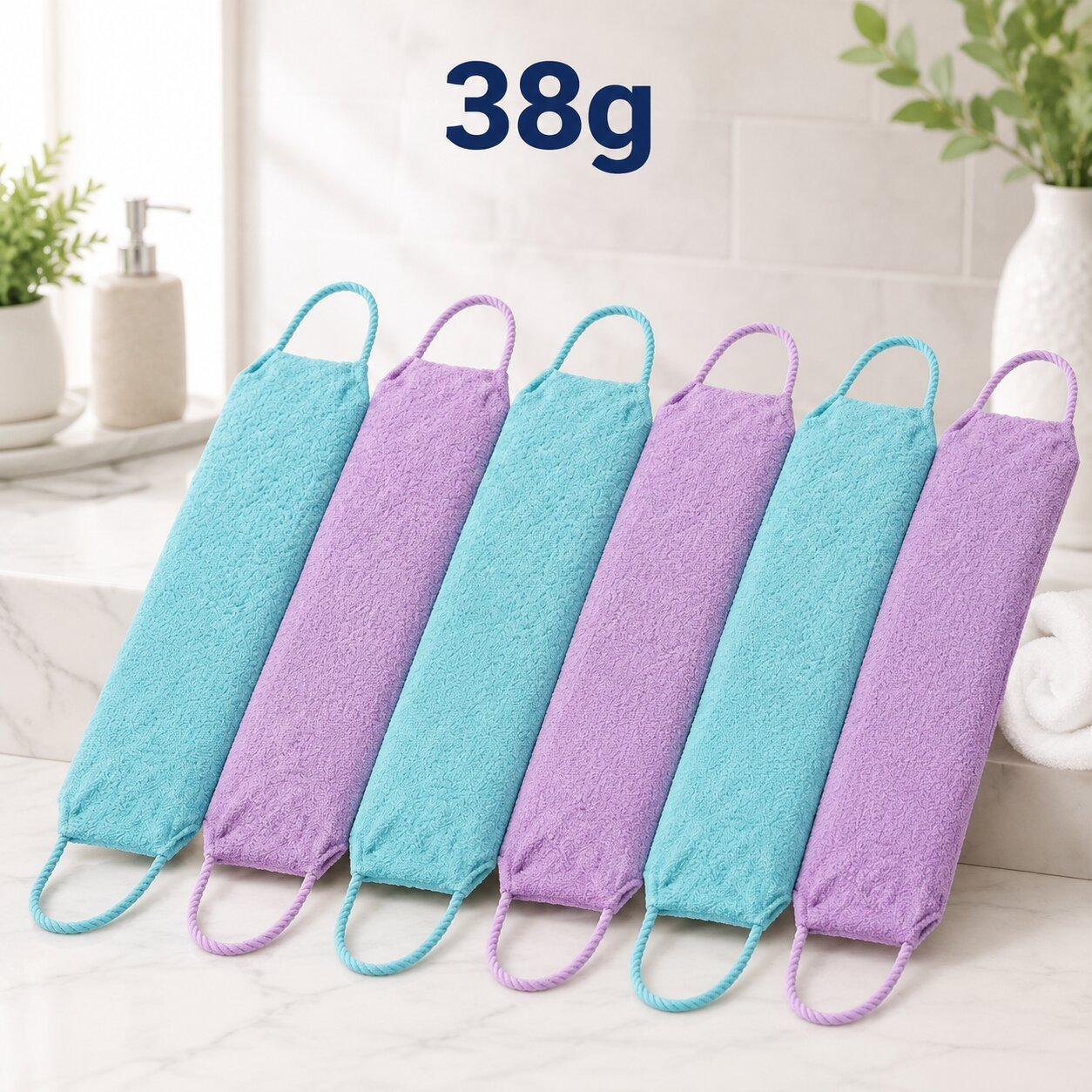 Exfoliating Bath Shower Towel Strap with Dual Handles