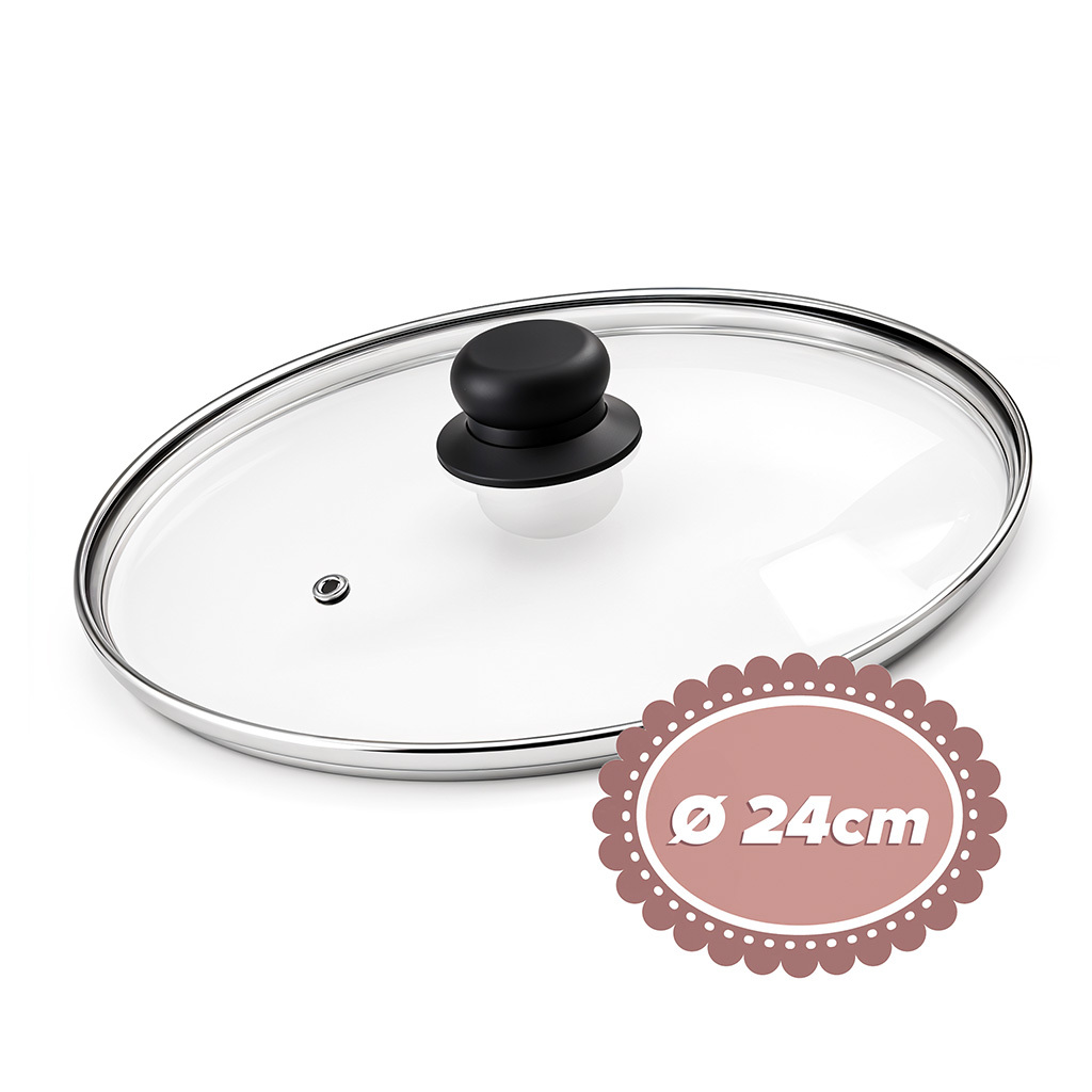 Image of Glass Lid For Pot, Pan, Frying Pan, Diameters From 20 To 30 Cm, Universal Heat-resistant Lid With Steam Vent And Handle, Kitchen Cooking