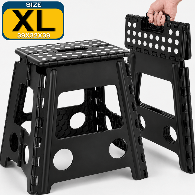 TEMU Folding Stool Stool Chair Non-slip Step Stool Foldable Gray Black 150 Kg Lightweight And Durable Artificial Material 39x32x39 Cm Universal For