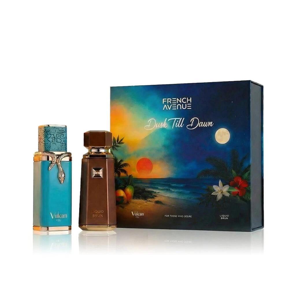 French Dusk Till Dawn Gift Set – Fire & Liquid Brown – 2 X 100 Ml Unisex Perfume Fragrance