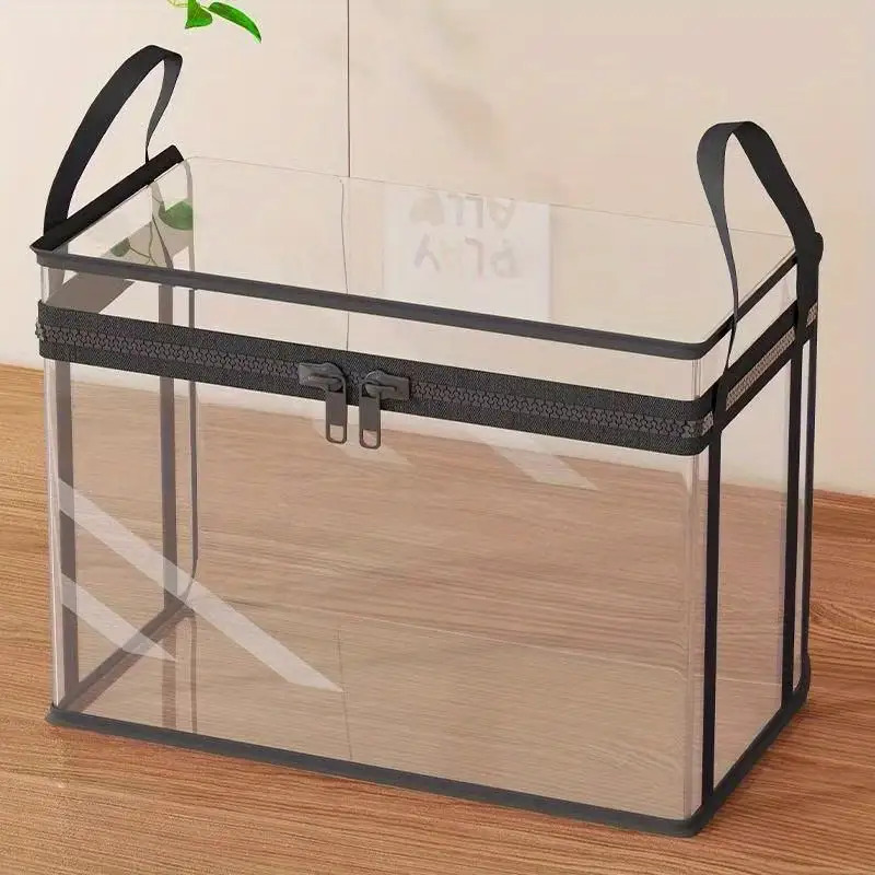 Large Clear Storage Box with Flip Lid, Heavy-Duty Plastic