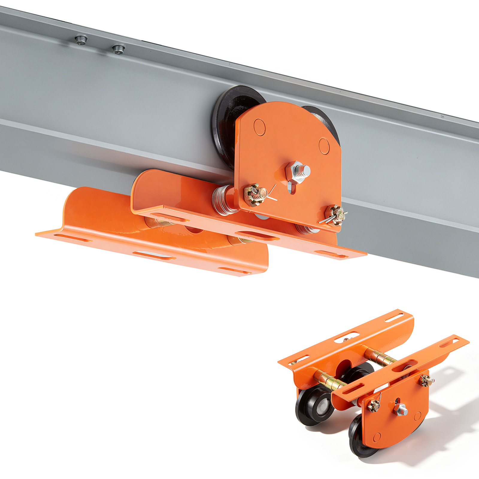 Vevor Electric Hoist Manual Trolley, 1100 Lbs/0.5 Ton Load For Pa200 Pa250 Pa300 Pa400 Pa500, Push Beam Trolley With Dual Wheels, 2.68"-4.33" Adjustable Beam Flange Width For Straight & Curved I-beam