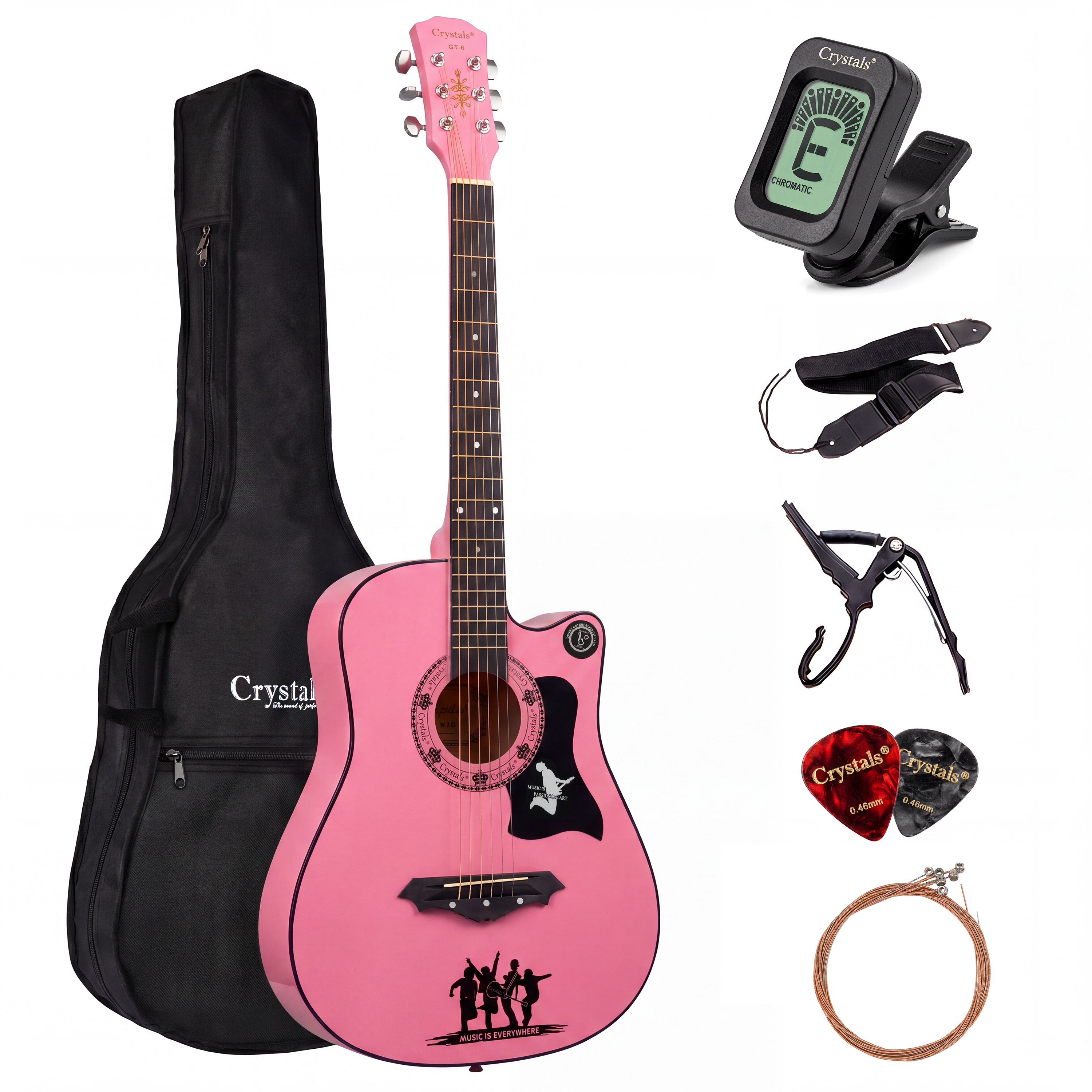 TEMU 38" Classical Acoustic Guitar, Size 4/4 With Accessories 6 Strings Guitar Stand, Portable Guitar Plectrums, Guitar Tuner, & Strap