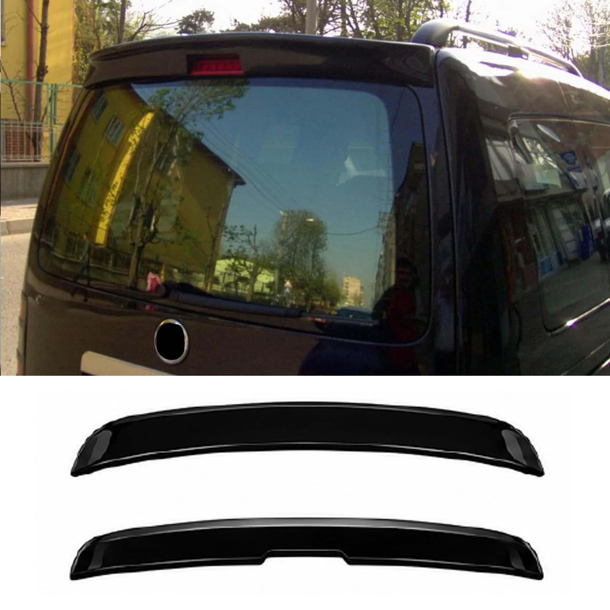 Image of Roof Top Rear Spoiler For Caddy 2003-2015 "1 Door" Gloss Abs Plastic Enhances & Style, Car Exterior Upgrade | Dynamic Design | Highquality Spoiler