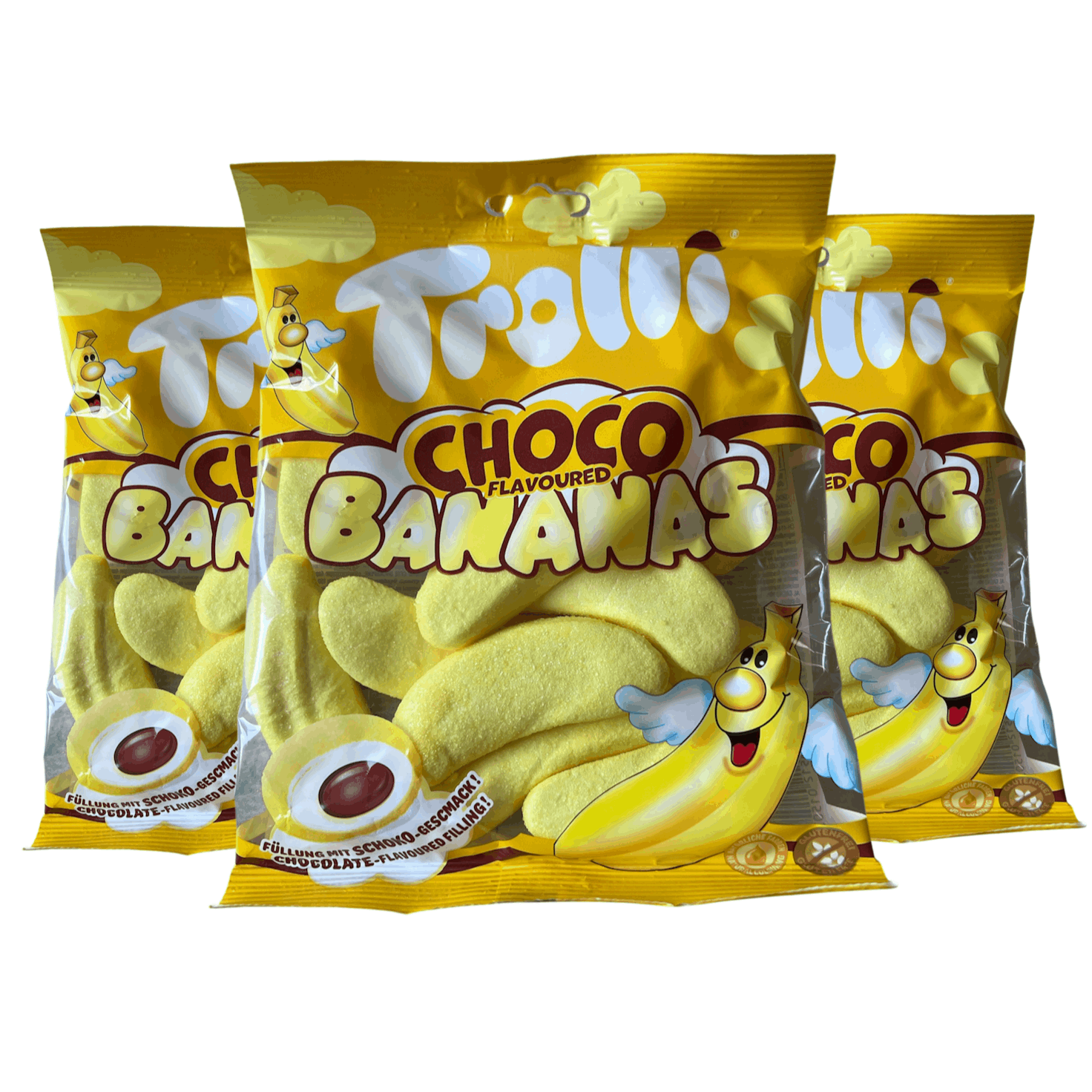 Trolli Choco Flavoured Bananas 150g Foam Sugar Gummies With Chocolate-flavoured Filling Marshmallow